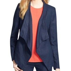 Michael Kors 100% Linen Open Front Blazer Navy Size 24W